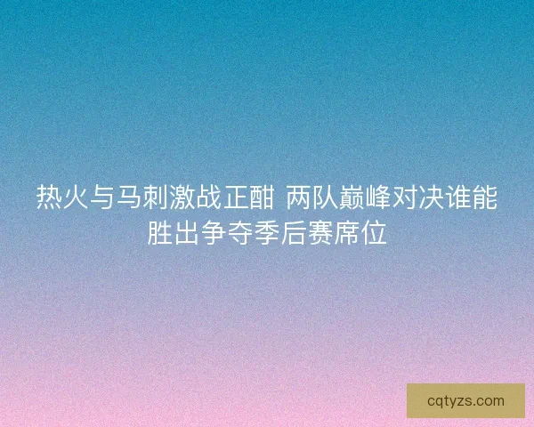 热火与马刺激战正酣 两队巅峰对决谁能胜出争夺季后赛席位 热火与马刺激战正酣 两队巅峰对决谁能胜出争夺季后赛席位