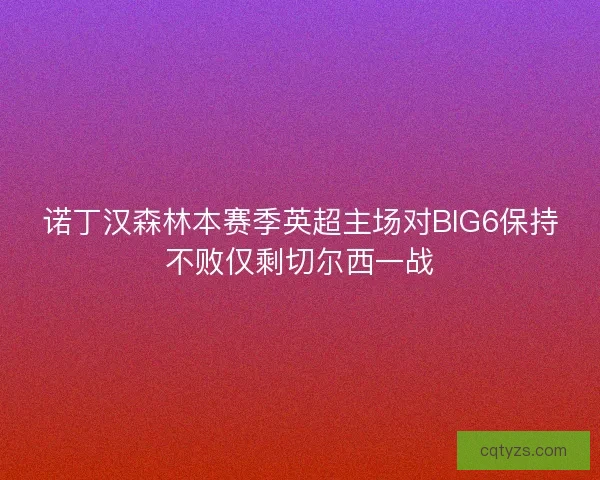 诺丁汉森林本赛季英超主场对BIG6保持不败仅剩切尔西一战