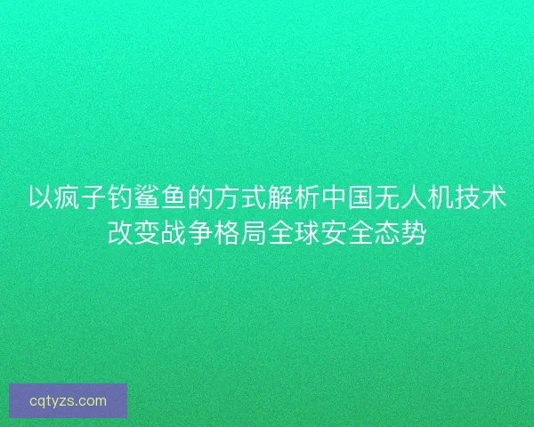 以疯子钓鲨鱼的方式解析中国无人机技术改变战争格局全球安全态势 以疯子钓鲨鱼的方式解析中国无人机技术改变战争格局全球安全态势